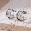Stainless Steel Earrings for Women C Shaped Wide Gold Plated Piercing Hoop Stud Earring Female Fashion Jewelry Accessories Gift