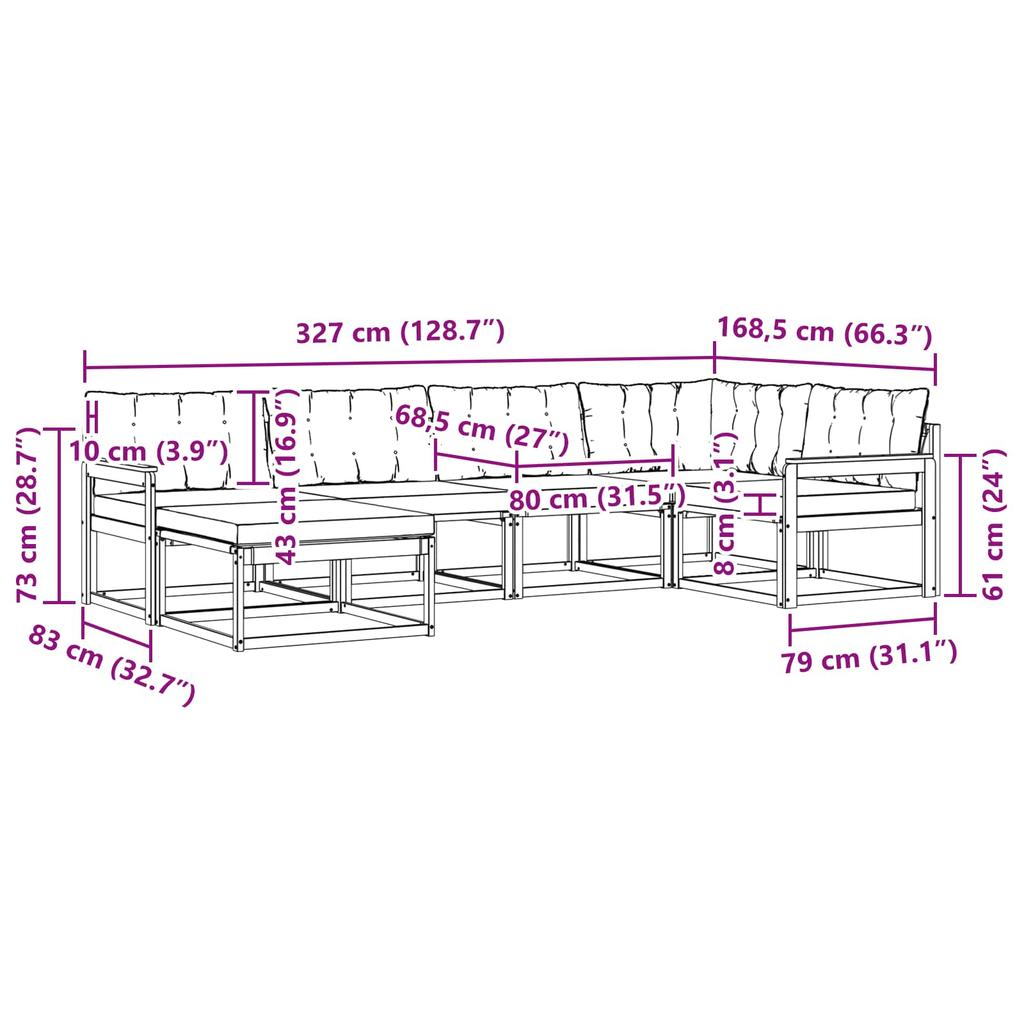 Outdoor Sofa Set with Cushions 6 Pcs Natural and Beige