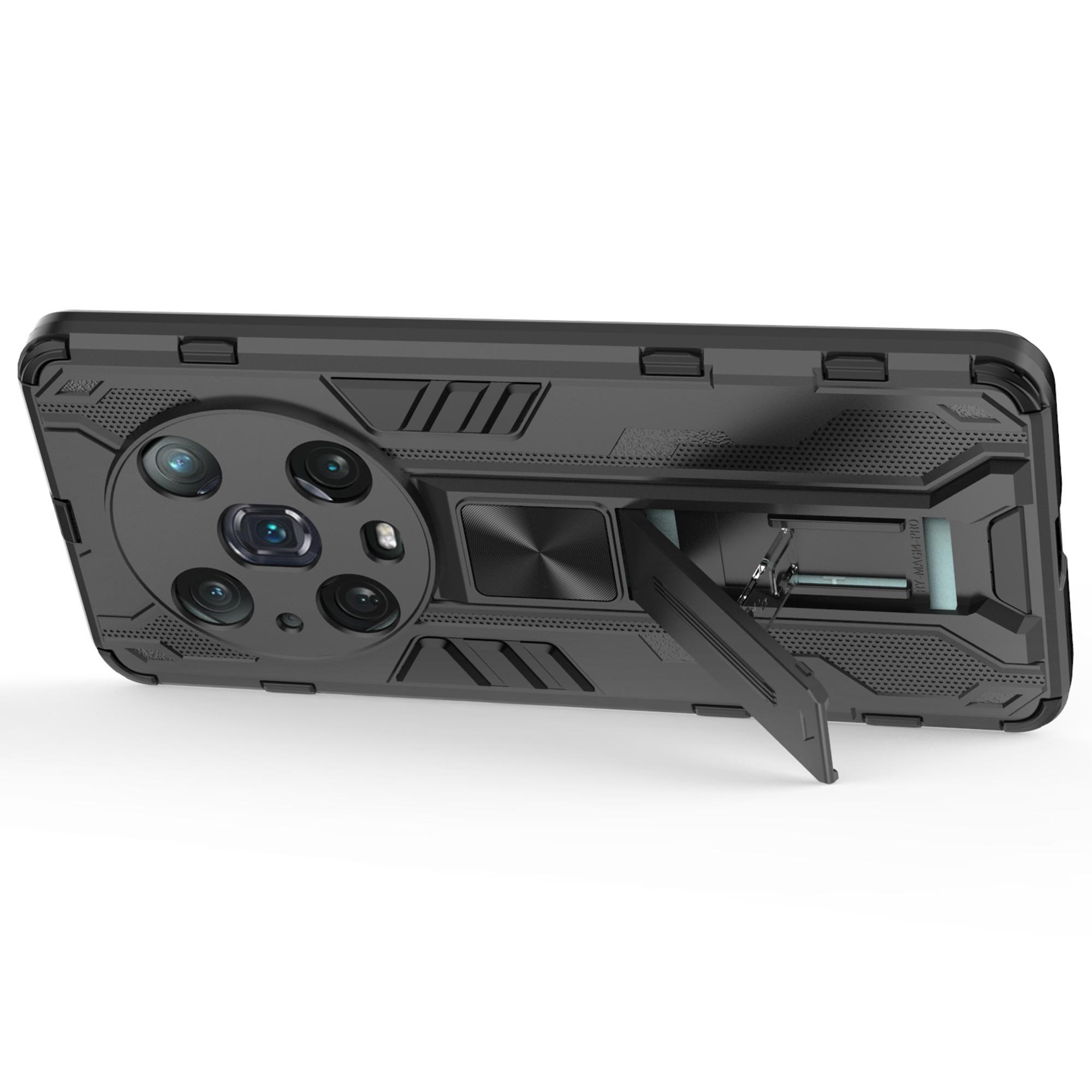 

For Honor Magic4 Pro 5G Hybrid Kickstand Phone Case Hard PC Soft TPU Shock-Absorbing Cover Red