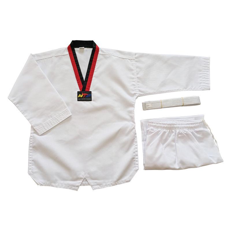 Children's Taekwondo Dobok: Breathable, White, Long-Sleeved Set for Martial Arts Training and Competition - Suitable for Spring and Autumn.