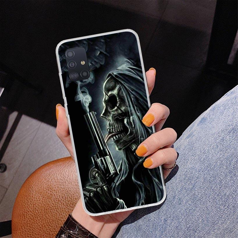 

Reaper Skull Skeleton Gun Phone Case For Samsung Galaxy A52 A32 A22 A12 A51 A31 A50S A30S A20S A10S Note 20 Ultra 10 Plus S10 A7 Samsung A10S
