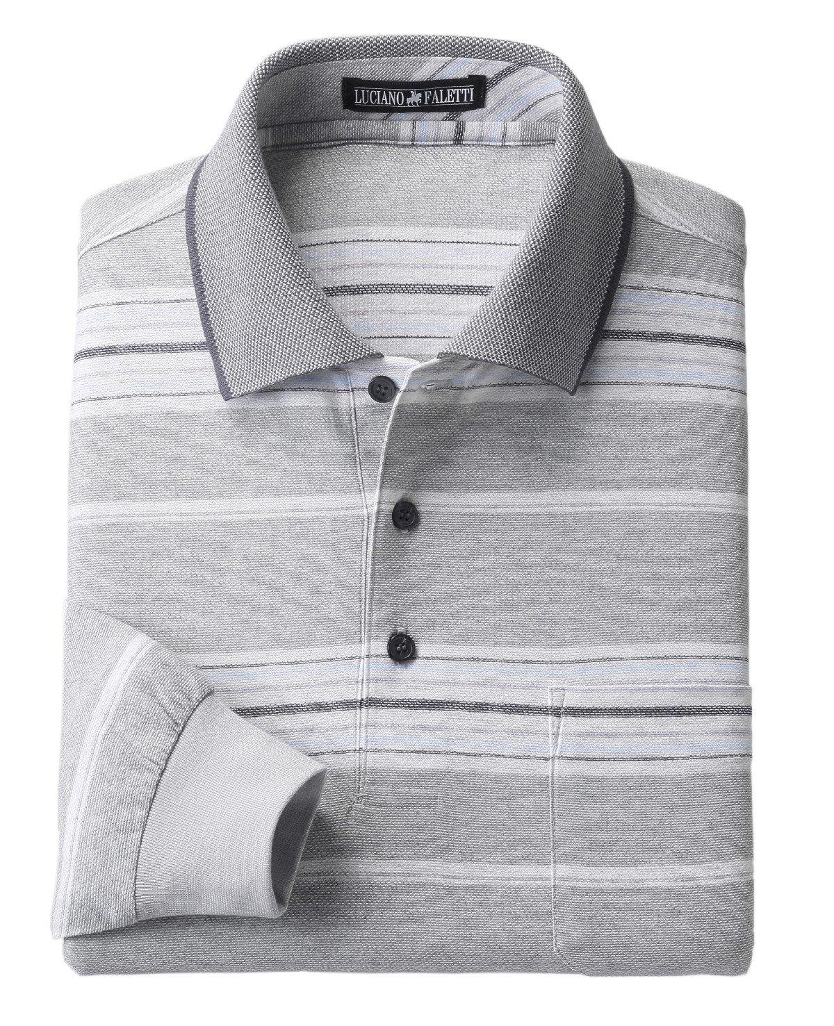 

Polo Size Long Cotton Made in Gray [Little Island] Men s Shirt, L, Sleeve, Jacquard, Blend, Japan, Large, Stretch, Border, Cool, Father s, Tops, Knit, серый