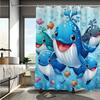 Cartoon Whale Print Shower Curtain - Digital Printed Polyester, Machine Washable, Reversible, All-Season Bathroom/Home Decor