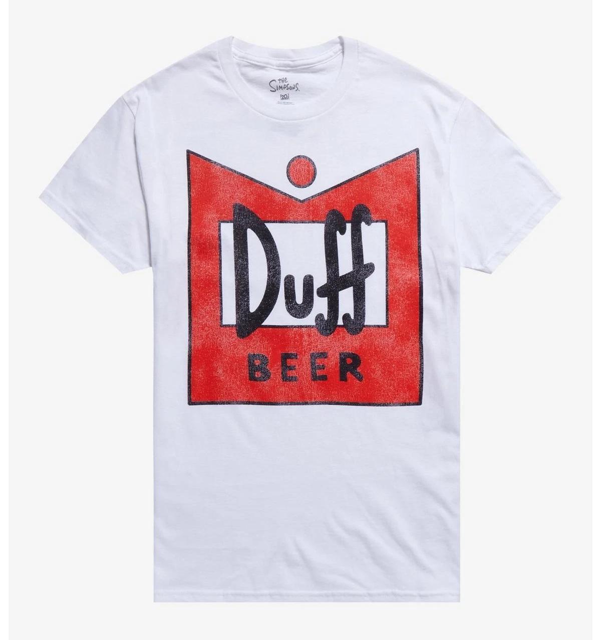 The Simpsons Duff Beer Logo Withe 100% Cotton T-shirt Mens Tees Top New 2XL