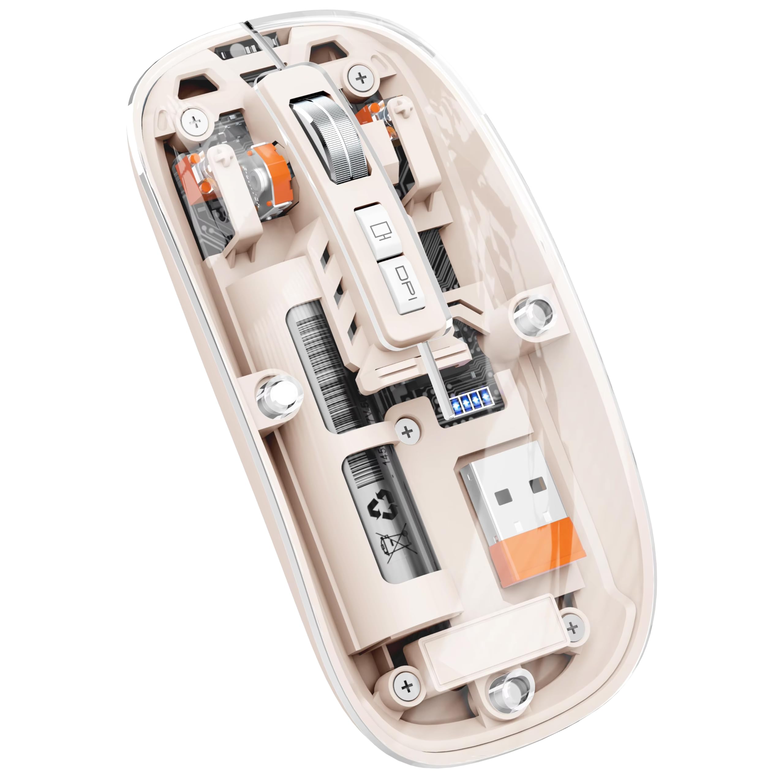 

Clear Transparent Mouse, Wireless, Bluetooth, Type-C, Rechargeable, LED, USB, Quiet, Stylish, Cute, Compatible with PCs, iPhones, Android Tablets,
