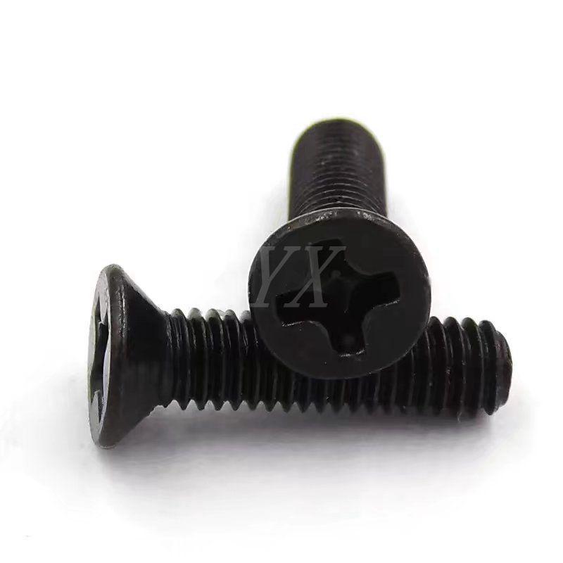 Blackened Countersunk Phillips Head Machine Screws - Miniature Flat Head for Electronics