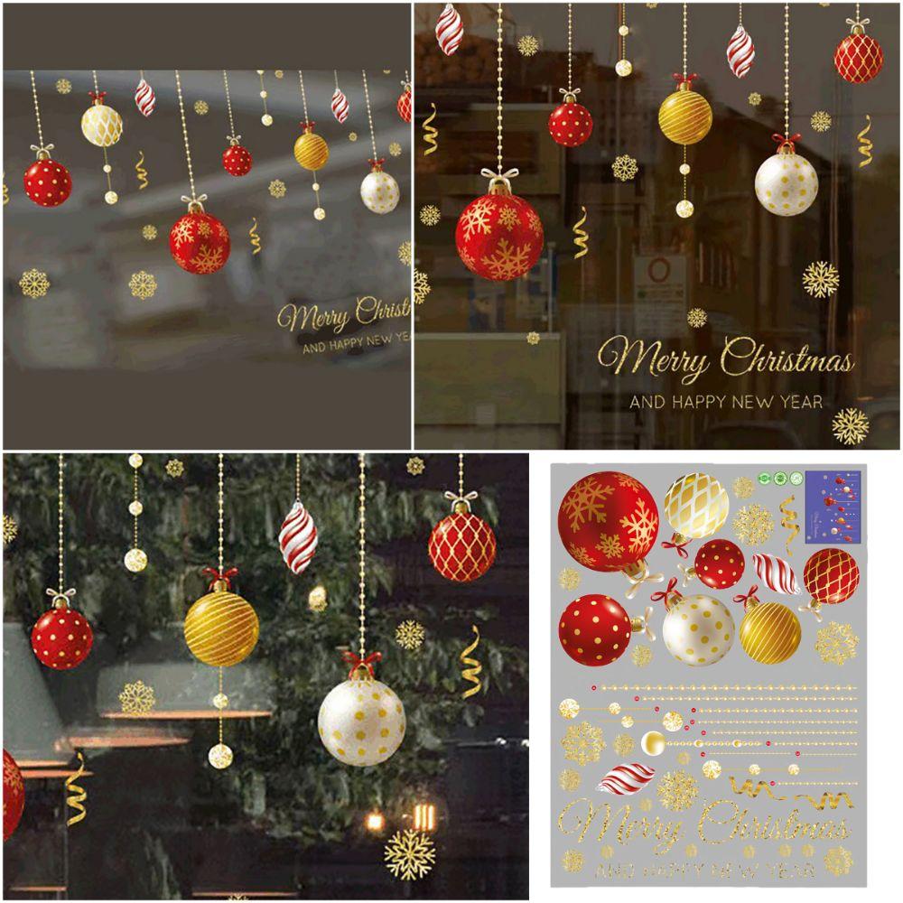 Waterproof Christmas Window Sticker Christmas Balls Holiday Window Decor  Glass Doors