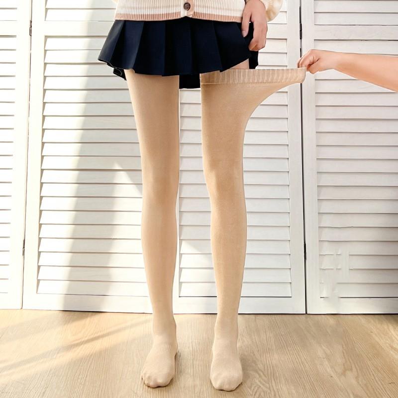 

Сексуальные женские чулки чистого цвета выше колена, теплые чулки телесный