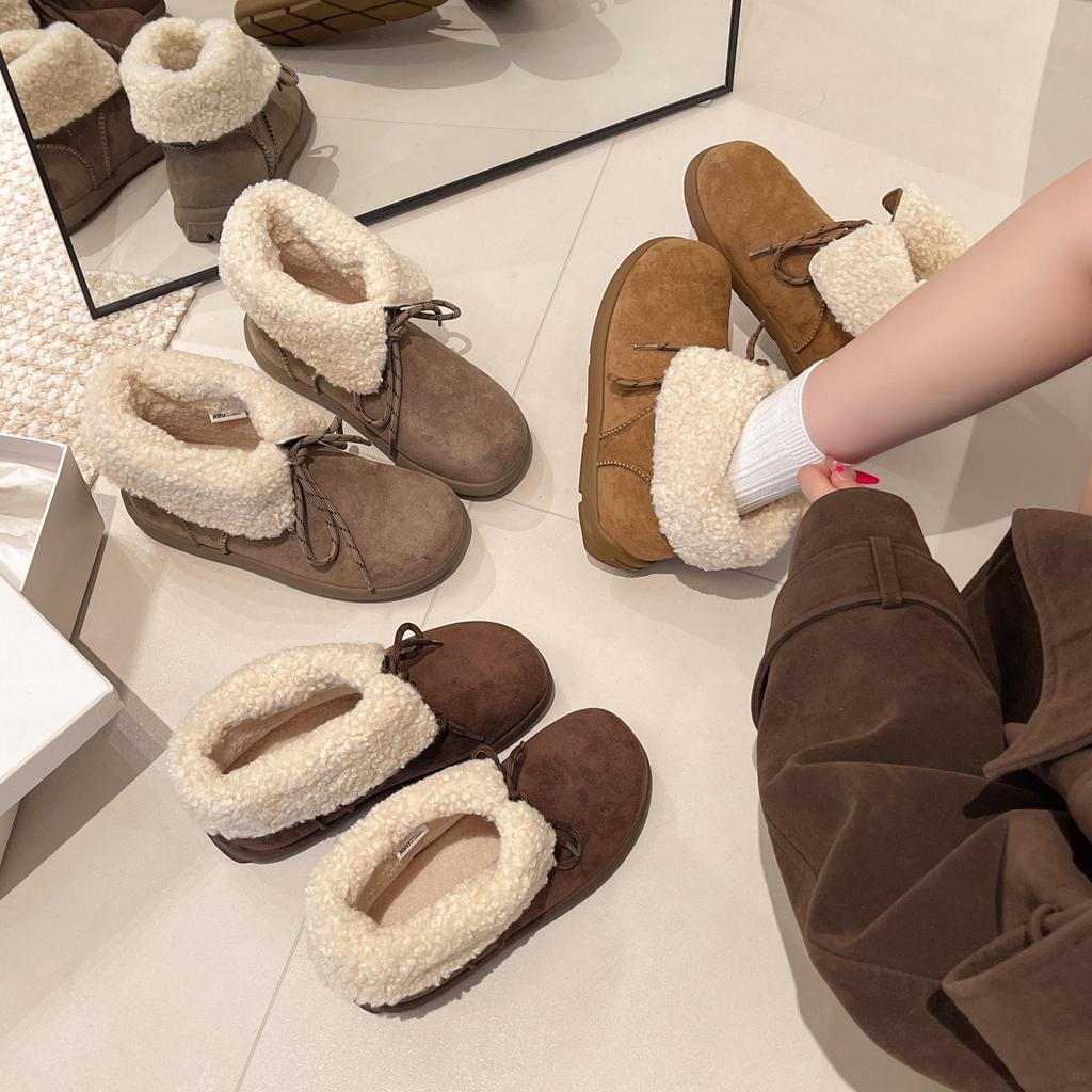 2025 Winter New Thick-soled Mid-calf Warm Shoes Wear-resistant Comfortable Fashionable Women's Boots Flat-soled Snow Boots