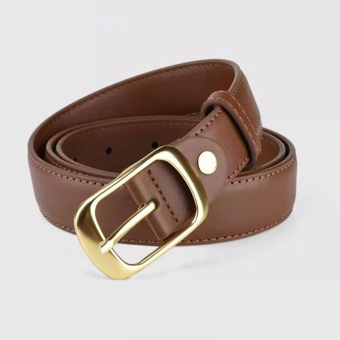 Ladies' New Trousers Pin Buckle Dress Decorative Skirt Casual Versatile Cowhide Thin Belt Women's Style