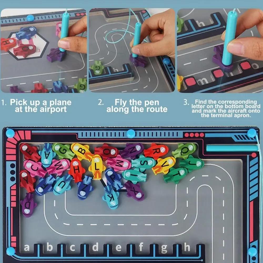 Montessori Magnetic Alphabet Maze Letter Puzzle  Gifts for Kids Parking Lot Puzzles for Children Preschool Girls Toys for Kids