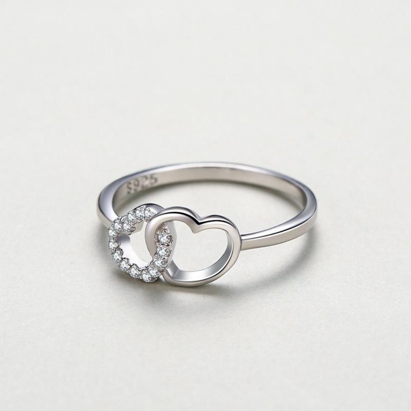 Ada Jewelry Joya De Plata Dainty Hearts Design Zircons Women 925 Sterling Silver Rings for Women