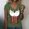 Camiseta casual de manga corta con cuello en V para mujer, top con estampado de Oktoberfest, tejido ligero y suave, ajuste cómodo, camiseta de verano