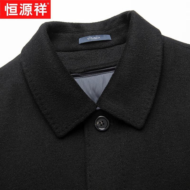 Hengyuanxiang Men's Mid-Length Wool Blend Lapel Overcoat