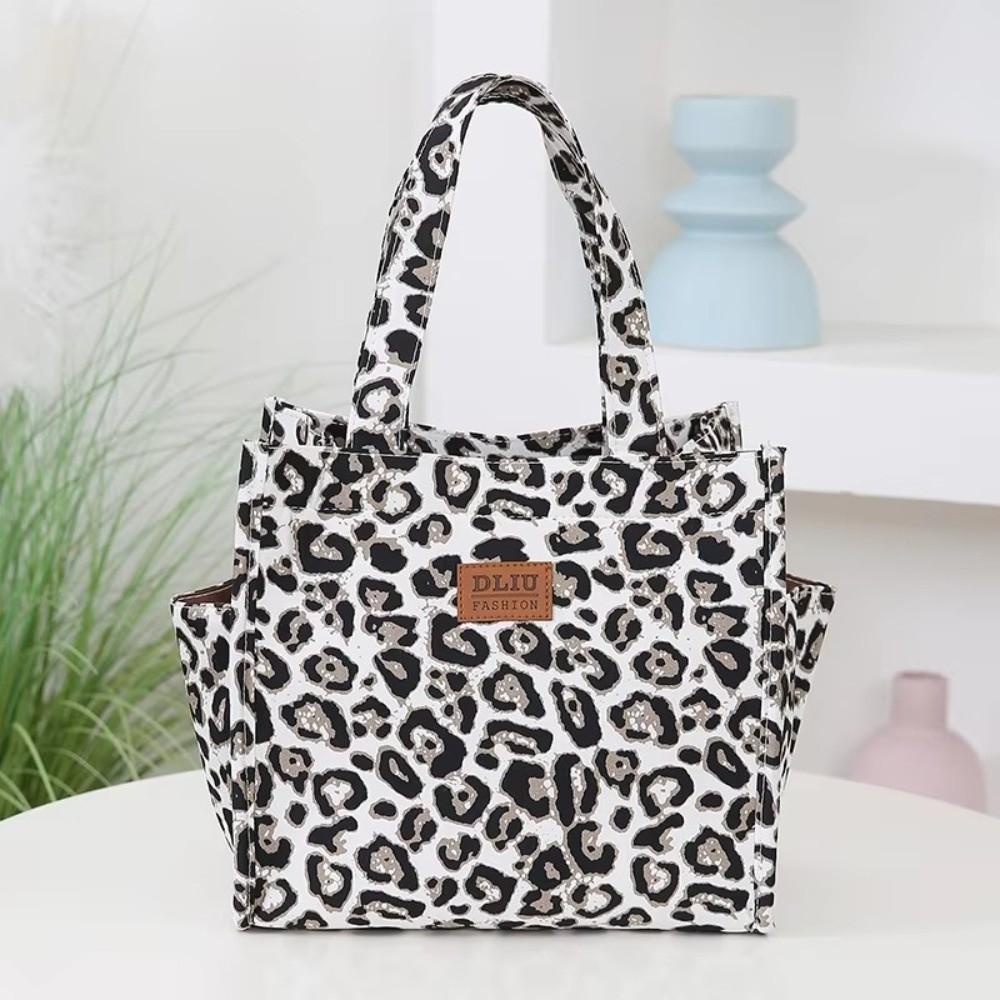 Neue Retro-Leopardenmuster-Lunchtasche mit Aufbewahrungstasche Große Kapazität Isolierte Tasche Handtasche Tragbare Tragetasche Damen