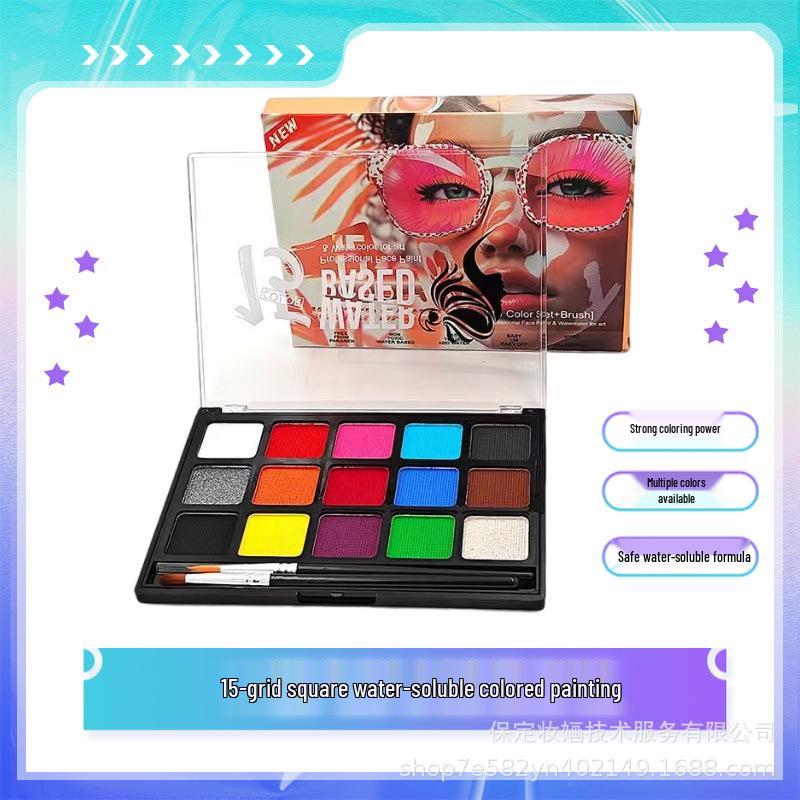 15-Color Water-Soluble Face Paint for Kids - Perfect for Halloween and World Cup