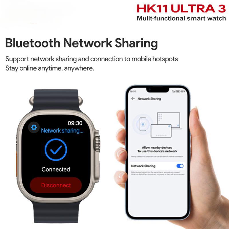 HK11 ULTRA 3 Smartwatch 2025 49mm AMOLED 2G ROM AI Chat Robot Bluetooth Network Call Clock NFC Compass Smart Watch Men Women