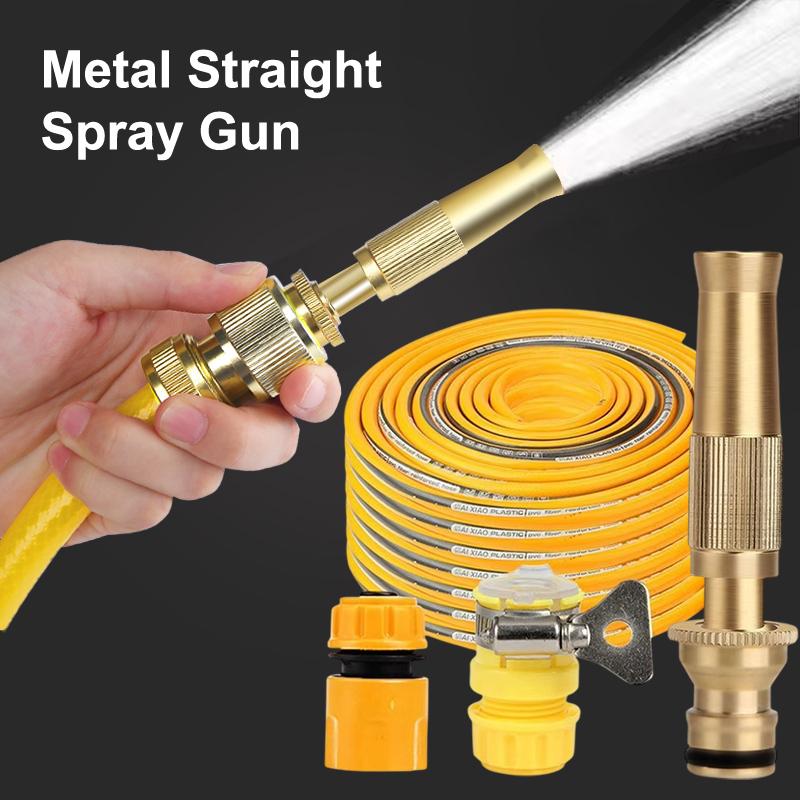 High-Pressure Brass Water Hose Garden Hose Nozzle Watering Hose Sprayer Flower Watering Garden Car Wash Tool Long Handle Spray