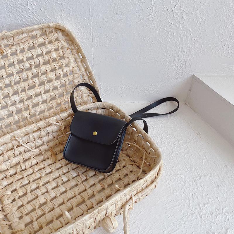 Stylish Mini Shoulder Bag For Kids Trendy Pu Crossbody Bag For Everyday Use Small Black