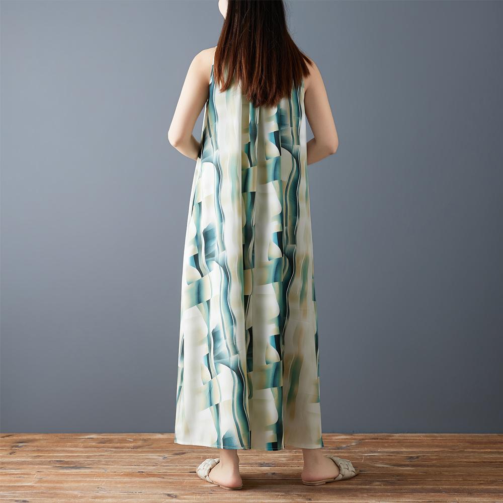 DIMANAF 2026 Plus Size Summer Women  Chiffon Floral Dress Elegant Fashion Lady Sundress Long Dress Casual Sleeveless