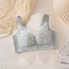 Non-magnetic steel rim bra, light and thin, large breasts, small lace bra, four-breasted breast adjustment type, large size.