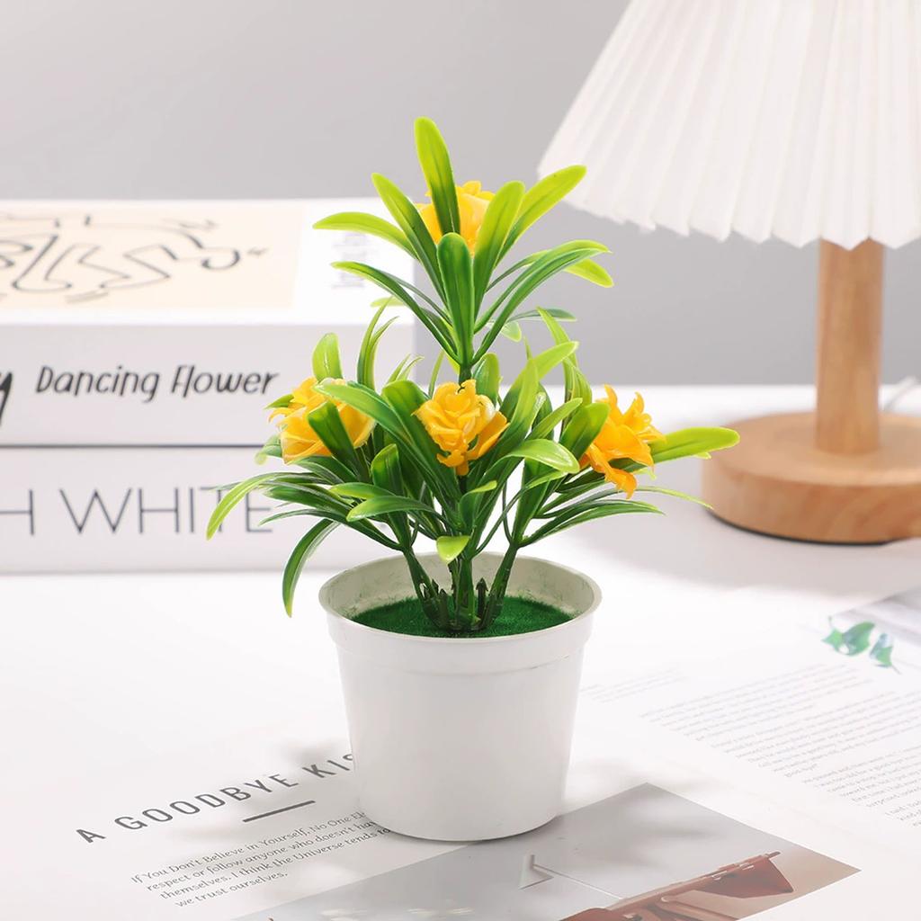 Artificial Potted Plant Decorative Tabletop Fake Flower Arrangement Indoor Home Office Desk Greenery Landscape Faux Botanical Ornament