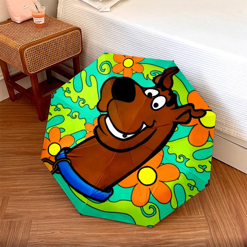 Courage the Cowardly Dog and Scooby-Doo  Pattern, Automatic Folding Umbrella, Portable and Foldable Design, 8 Ribs, a Christmas or Birthday Gift.