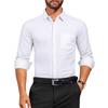 Men's Long-sleeved White Shirt: Breathable, Stretchy, Crease-resistant, Plain-coloured Business Shirt
