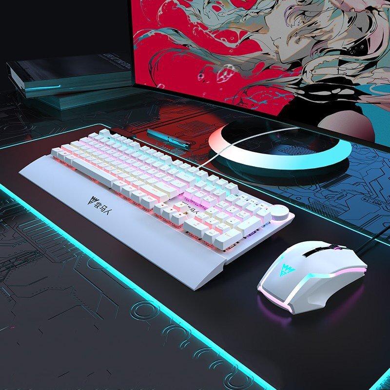 

Qisha Mechanical Gaming Keyboard and Mouse Combo with Wrist Rest