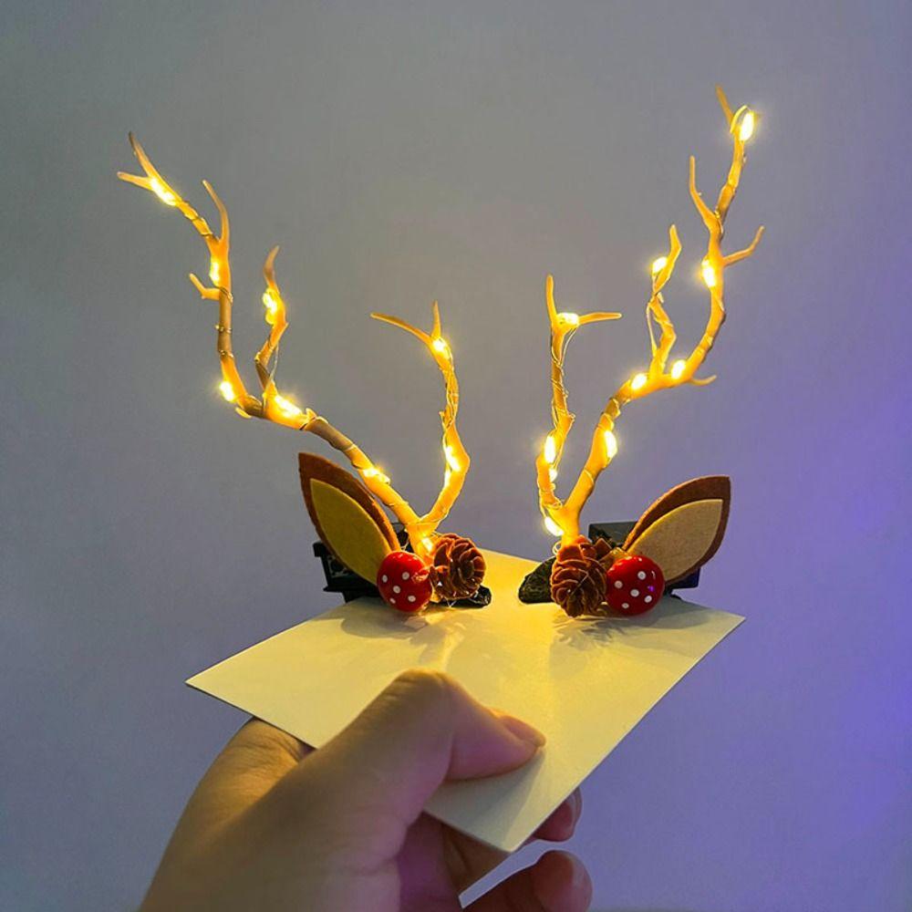 With Led Light LED Christmas Headband Branch Glowing Hair Clip  LED Light Toy
