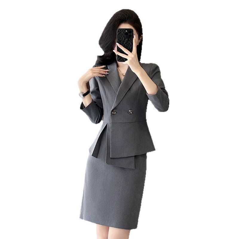 Women's Spring/Autumn Professional Suit Set - Formal Wear for Jewelry Stores, Beauty Salons, Hotel Reception, Cotton-Padded Workwear.