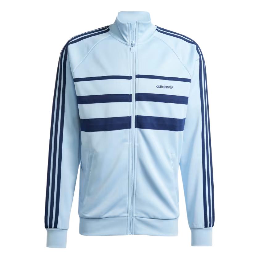 Adidas Originals The First Comfortable Versatile Fashion Skin-Friendly Solid Color Striped Jacket Men Jacket Blue JP1042
