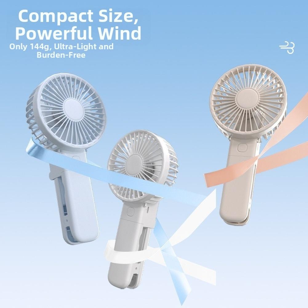 Lightweight Portable Clip Fan USB Rechargeable with 3 Wind Speeds for Desk Handheld or On-the-Go Cooling Quiet Brushless Motor