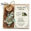 Cute Resin Animal Figurine Emotional Support Glass Gift, Recycled Pocket Hug Turtle/Bird/Frog Healing Desk Keepsake with Encouragement Card,