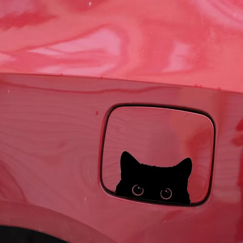 Car Sticker Cartoon Cat Sticker Black Cat With Big Eyes Vinyl Decoration Sticker Car Styling Cover Waterproof Car Accessories