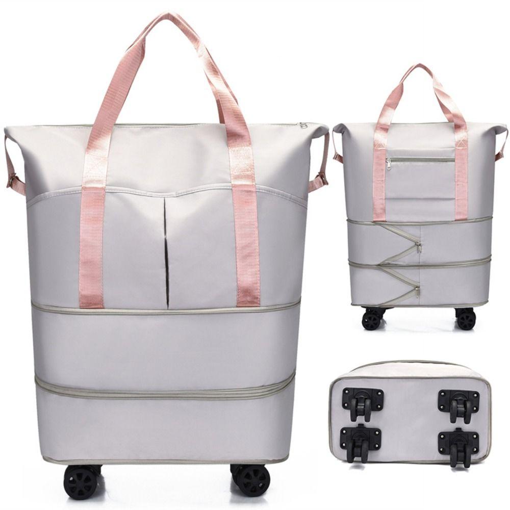 Expandable Rolling Duffle Bag with Wheels Foldable Travel Luggage Bag for Women and Men