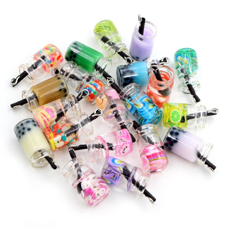 10pcs 3D Fruits Star Orange Apple Strawberry Bottle Resin Charms 28x11mm DIY Jewelry Making Jewelry Accessories Findings