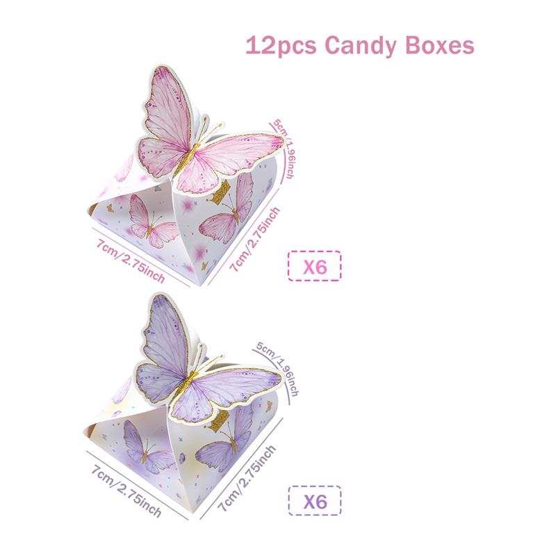 Butterfly Candy Gift Box Pink Purple Butterfly Birthday Party Decorations Kids Wedding Supplies Baby Shower Cookie Biscuit Box