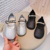 New Korean Style Girls' Fashion Versatile Pearl Shallow Mouth Soft Sole Leather Shoes In Autumn
