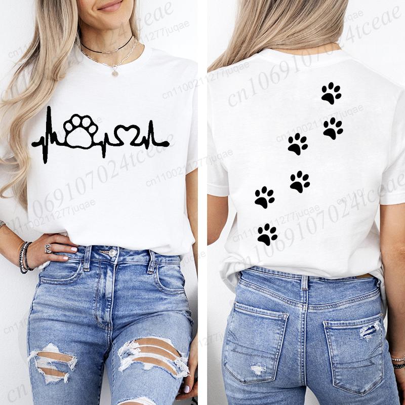 Cat Heart Women Print Tshirt Girl Short Sleeve Crew Neck TShirts Casual Top for Summer  Spring Cat Lover Womens Clothing