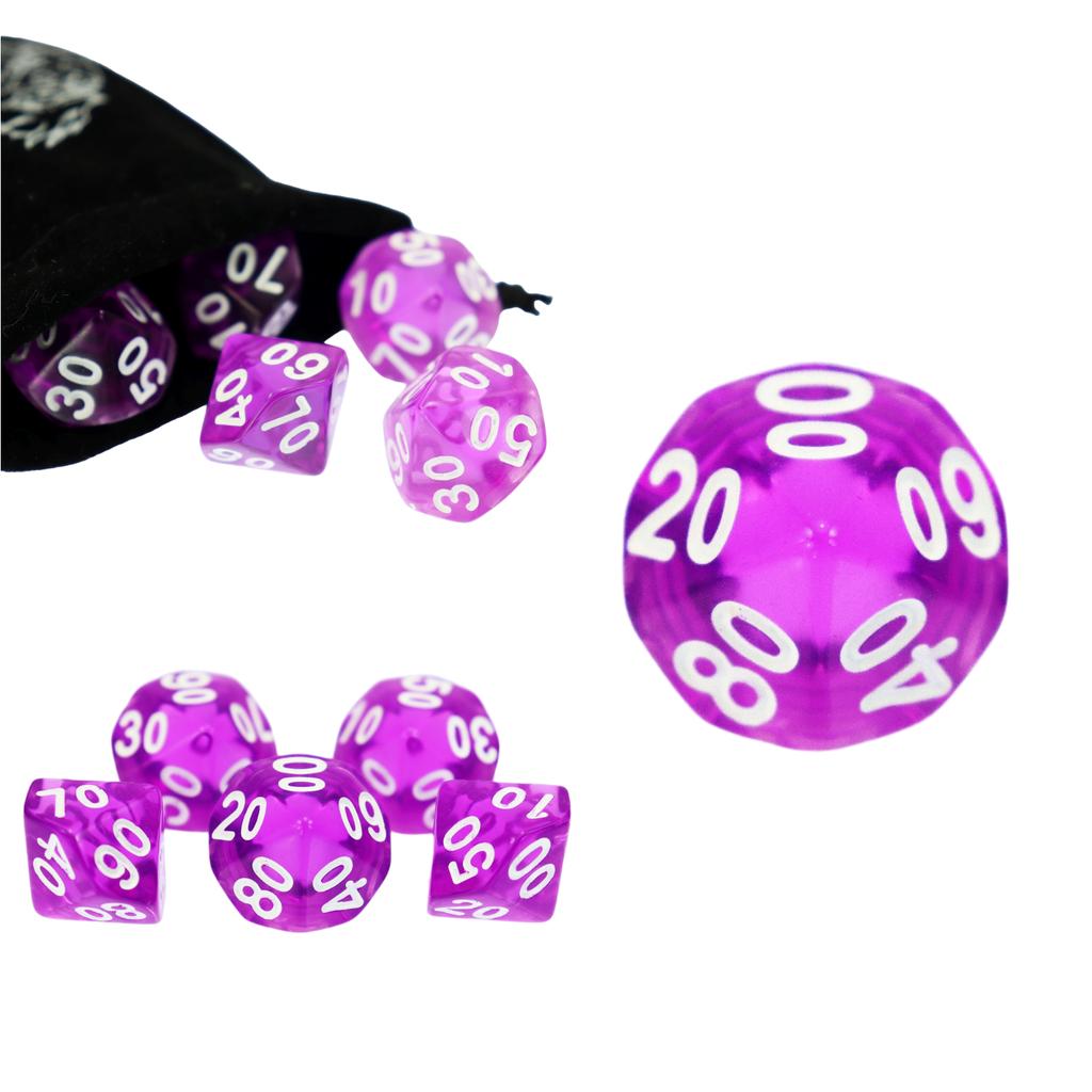 Rpg Dice Ten-sided D10 00-90 Purple Transparent