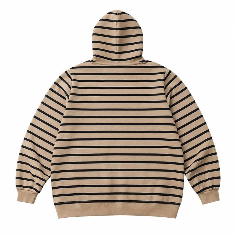 Men S Striped Half Zip Hoodie Long Sleeve Casual Loose Fit Kangaroo Pocket Sweatshirt