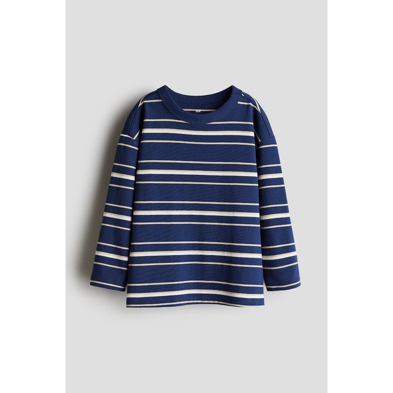 

HM Children s Clothing Boys T-shirt Autumn Soft Plaid Rib round-Neck Striped Long-Sleeved Top 1246985