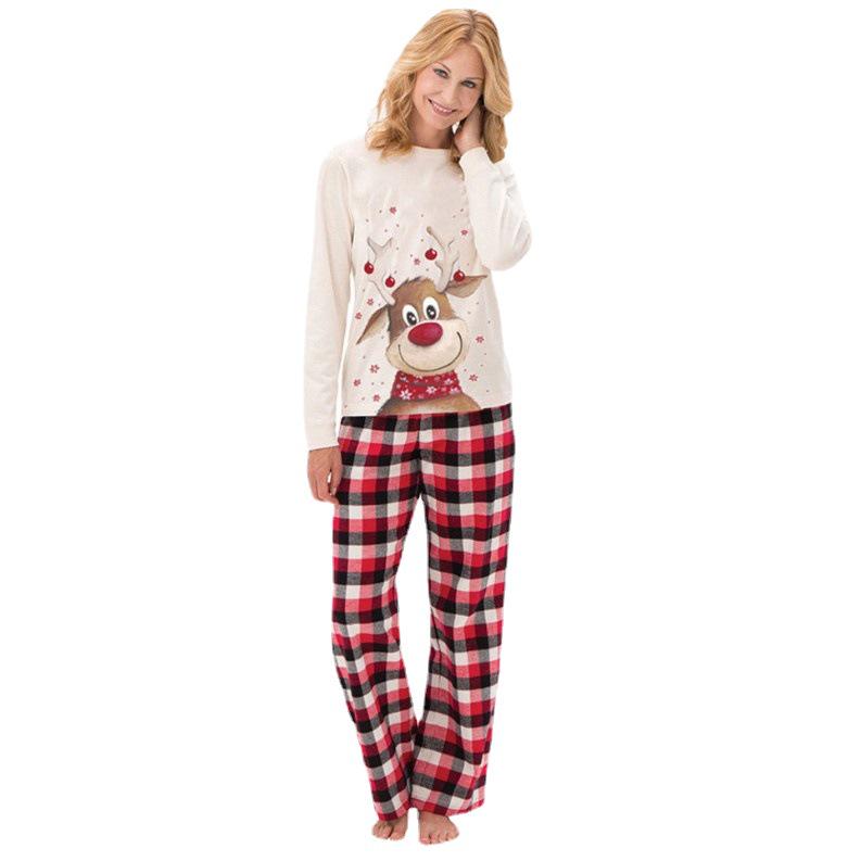 Elk Print Parent-Child Christmas Pajamas Set - Long Sleeve Autumn/Winter Family Homewear KTB