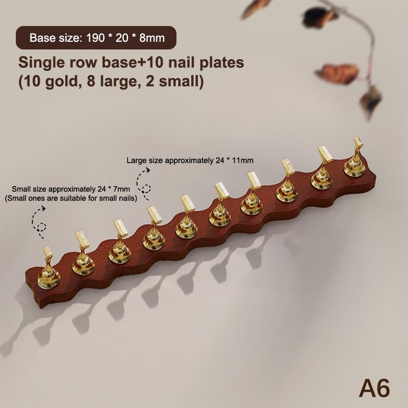 Negleutstilling Sterk Magnetisk Negleholder Falsk Negletipp Øvelsesstativ Valnøtt Trebase Holder For Kunstsalong DIY Øvelsesverktøy