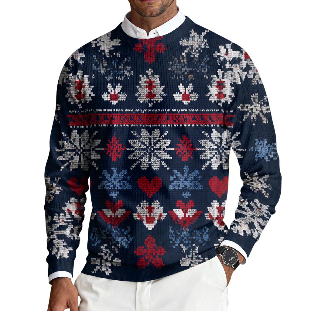 Herren Rundhals Langarm Rippstrick Pullover