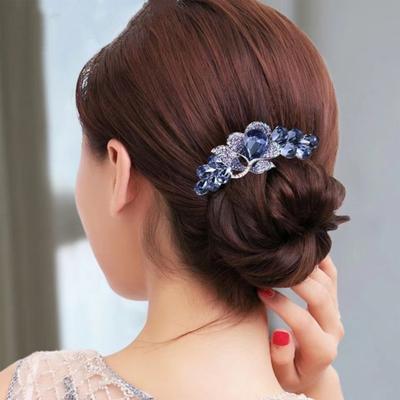 Non-slip Wave Teeth Exquisite Hair Comb Women Rhinestone Flower Decor Wedding Hair Stick Hair Accessories