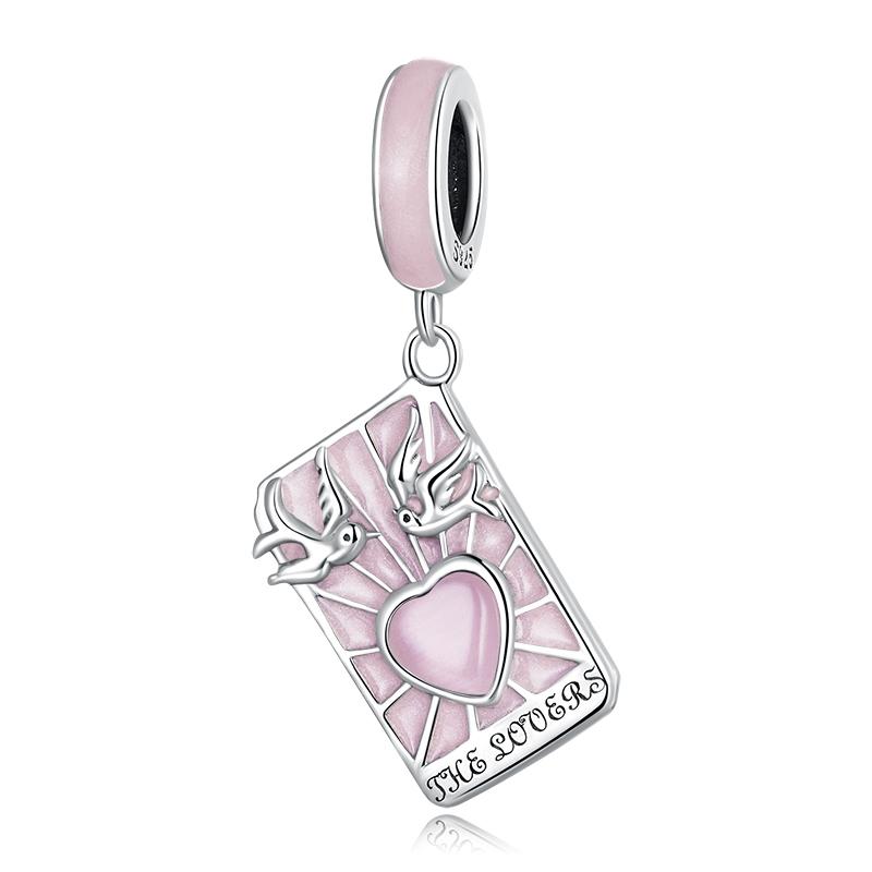 WOSTU 925 Sterling Silver Sun Moon Star Tarot Cards Pendents Lovers Charm Fit Original DIY Bracelet Necklace Birthday Jewelry
