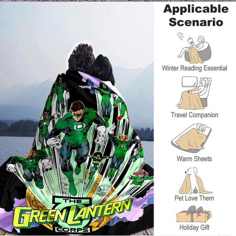 1pc Green Lantern Corps Blanket Polyester Fiber, All Season Comfort for Sofa, Bed, Office, Car, Camping Ideal Home Decor & Gift, Office Comfort