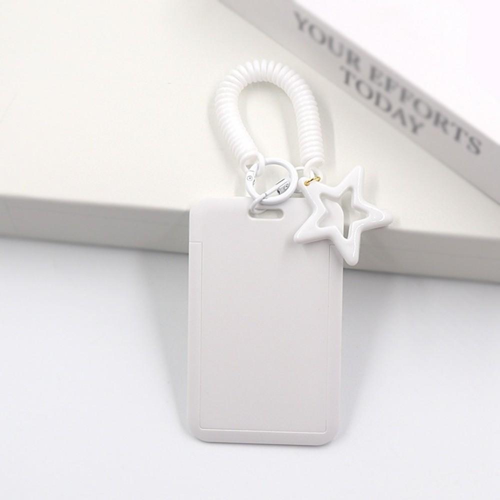 Colorful Kpop Photocard Holder Plastic Spring Lanyard Photo Display Holder Retractable with Star Keychain белый